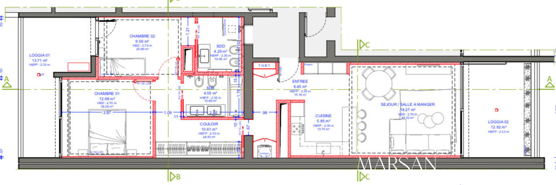 3 PIECES AU PARK PALACE RÉNOVÉ AVEC GOÛT